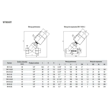 Zawór kątowy G 1 1/2 PAV040A stal nierdzewna 316, NC, napływ nad grzybek, sterowany pneumatycznie